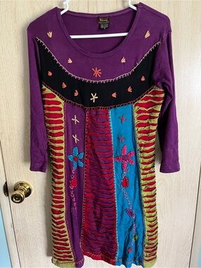 RISING INTERNATIONAL Multicolor Cotton Bohemian Dress Sz Small